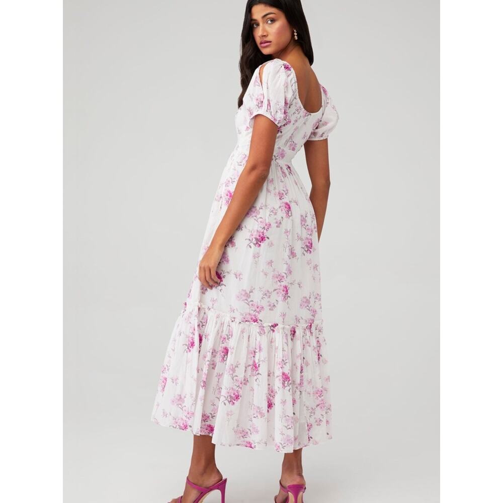LoveShackFancy Angie Pink Floral Midi Dress | Grandmillennial Romantic Feminine - Picture 13 of 13